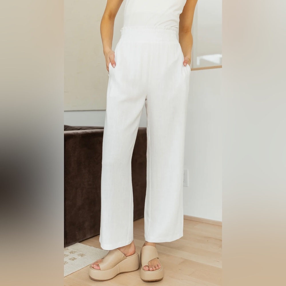 NWT Bohme Tiara Wide Leg Pants in Off White - size Medium, light and airy